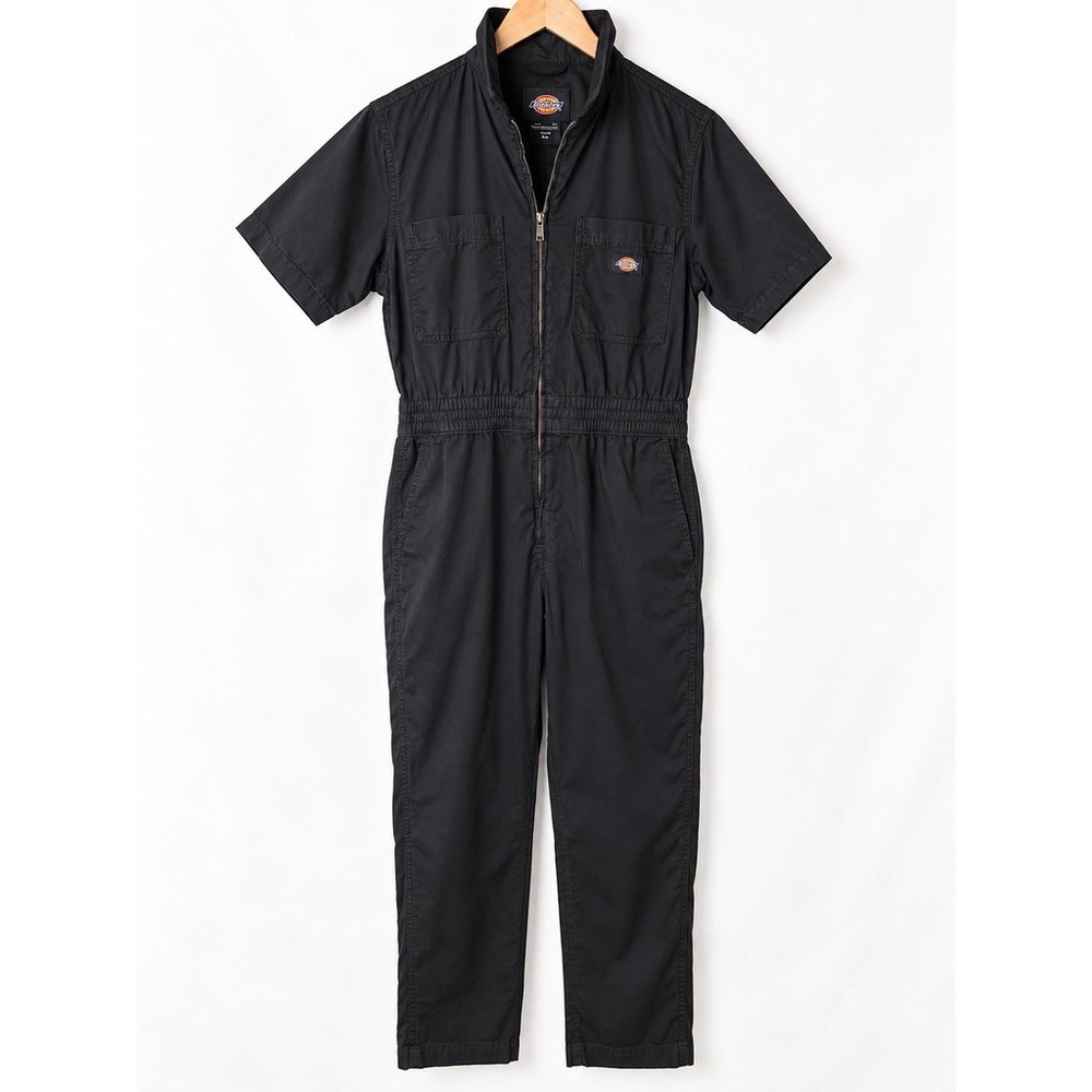 Dickies Women Short Sleeve Cotton Coverall Jumpsuit Black M Utility Workwear